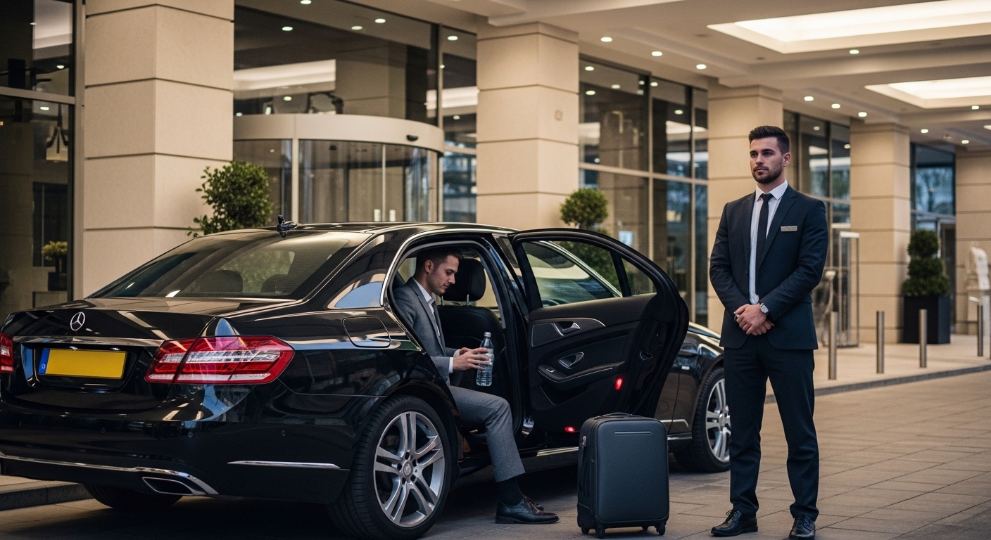 Luxury chauffeur waiting at airport